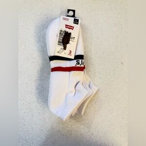 Levi's White Athletic Socks with Black and Red Stripes